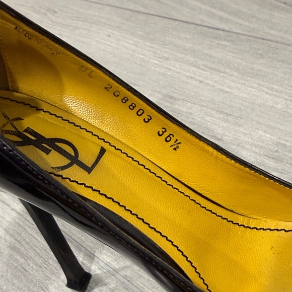 Yves Saint Laurent Glossy Black Platform Heels - Picture 7 of 7